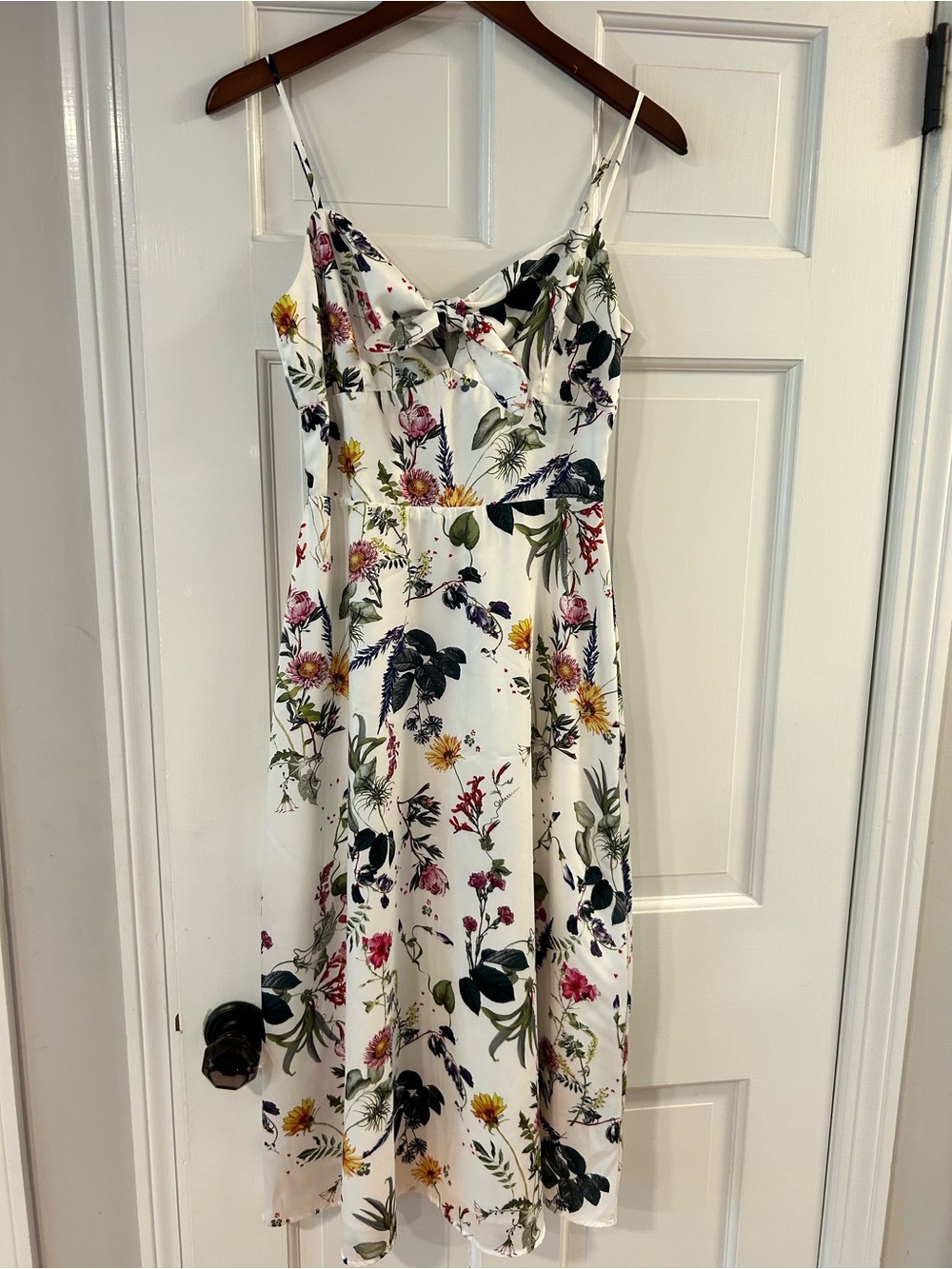 Bailey 44 White Floral Spaghetti-Strap Midi Dress